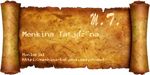 Menkina Tatjána névjegykártya